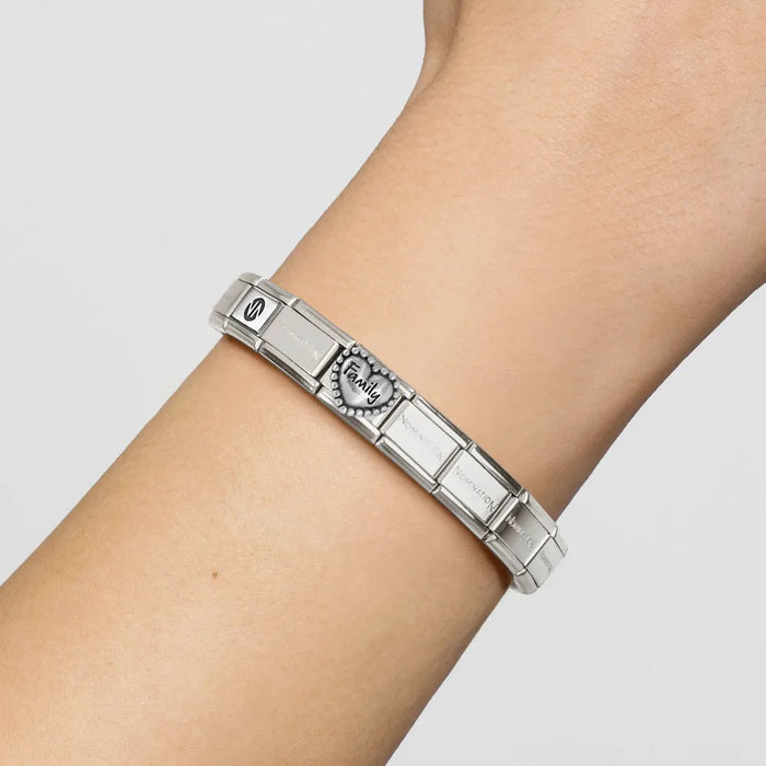 Nomination Classic Silver Oxidised Symbols Family Heart Charm