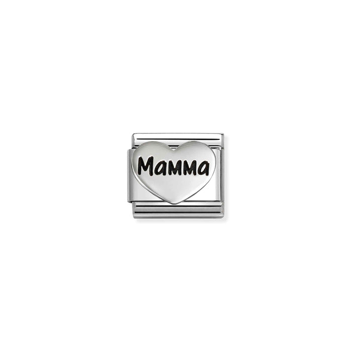 Nomination Classic Silver Oxidised Symbols Mamma Heart Charm