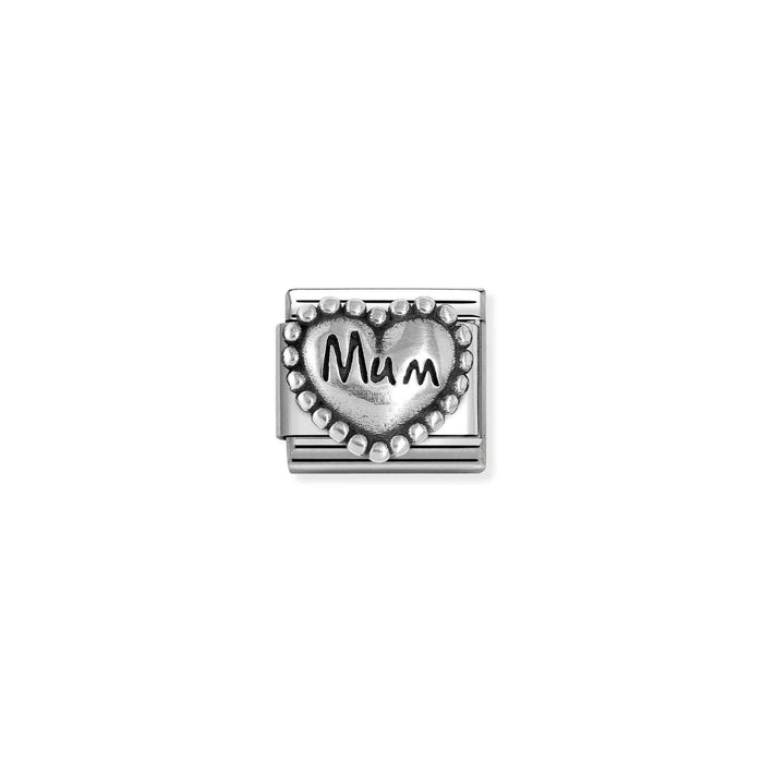 Nomination Classic Silver Oxidised Symbols Mum Heart Charm