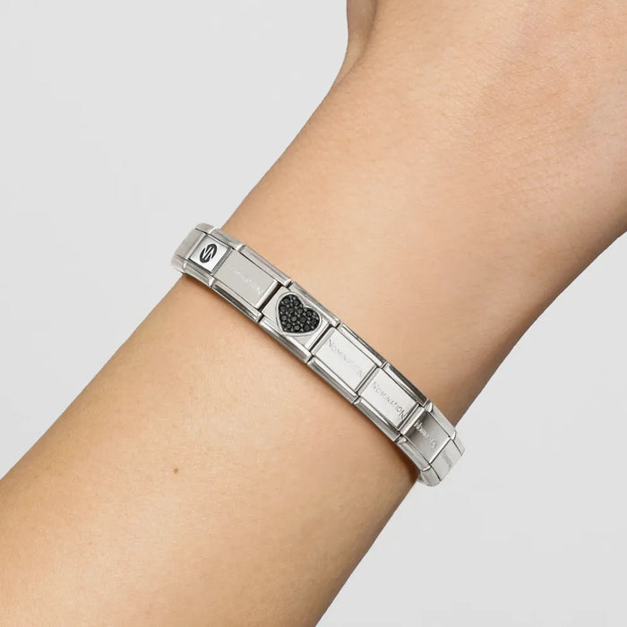 Nomination Classic Silver Symbols Rich Black Stone Heart Charm