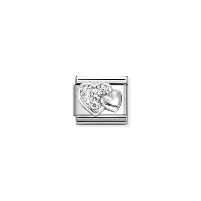 Nomination Classic Silver Symbols White Stone Raised Heart Charm