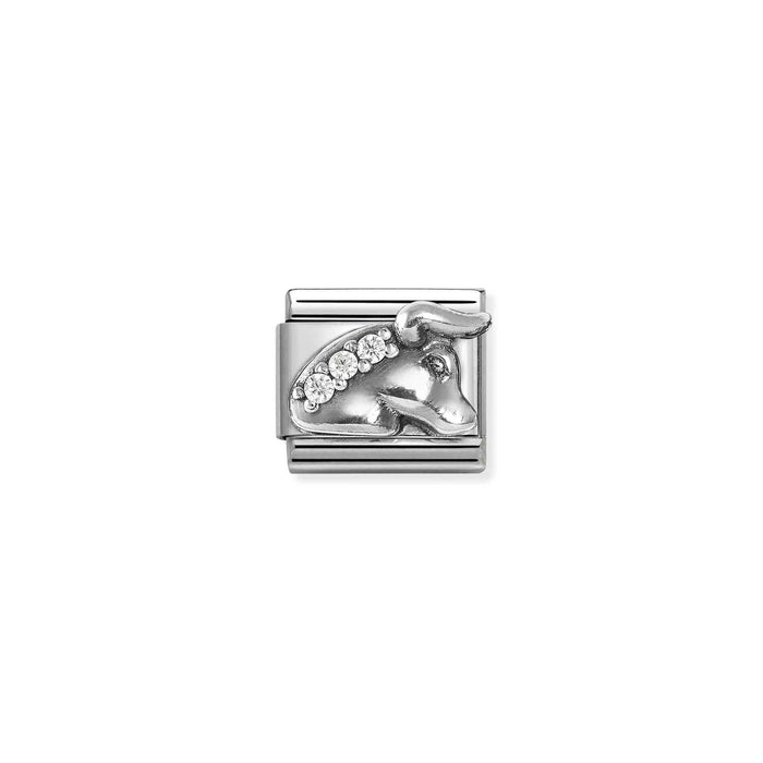 Nomination Classic Silver Zodiac Relief Taurus With Crystal Charm