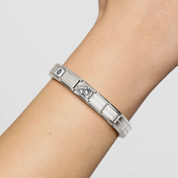 Nomination Classic Silver Zodiac Relief Taurus With Crystal Charm
