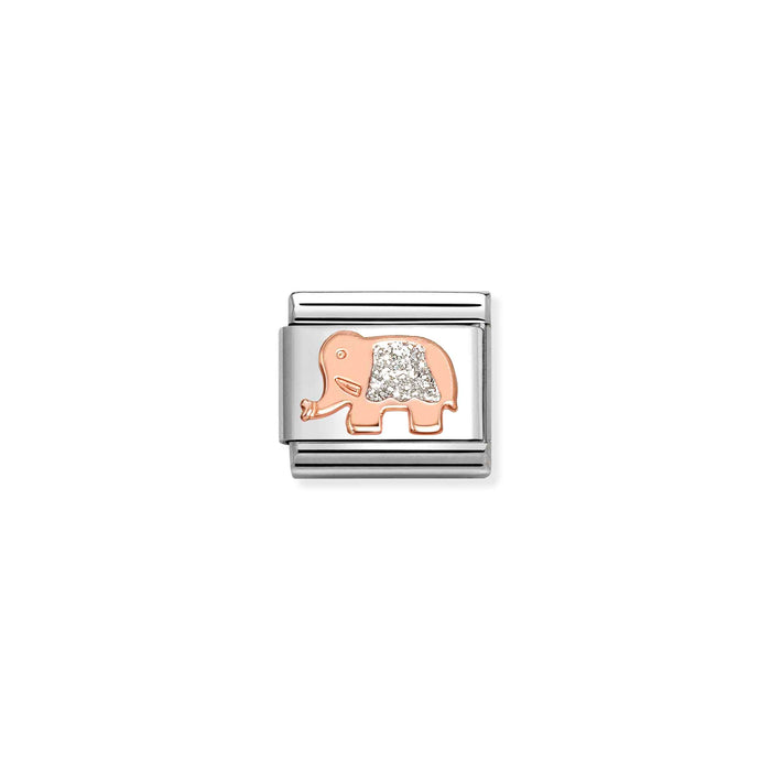 Nomination Classic Symbols White Stone Elephant 9k Rose Gold Charm