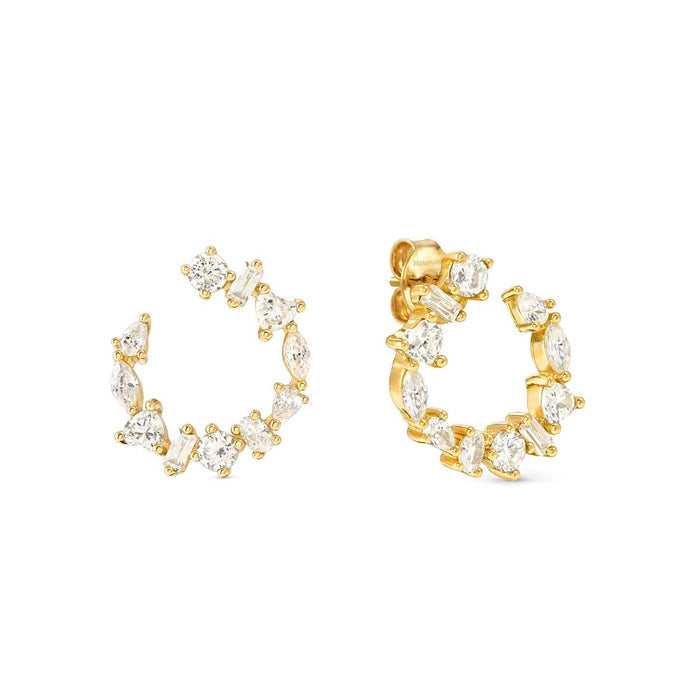 Nomination Colour Wave White Stone Gold Earrings