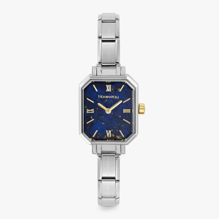 Nomination Composable Classic Paris New With Lapis Blue Rectangular Steel Strap Watch (67)