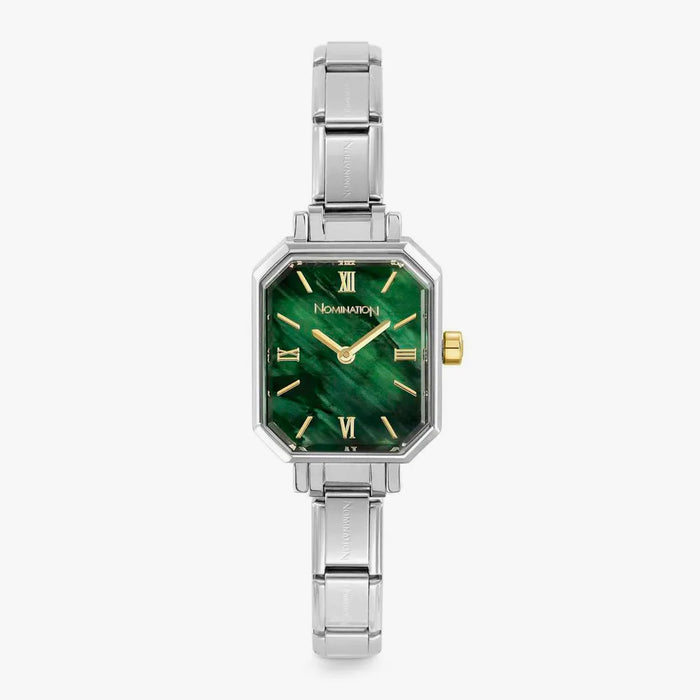 Nomination Composable Classic Paris New With Malachite Green Rectangular Steel Strap Watch (69)