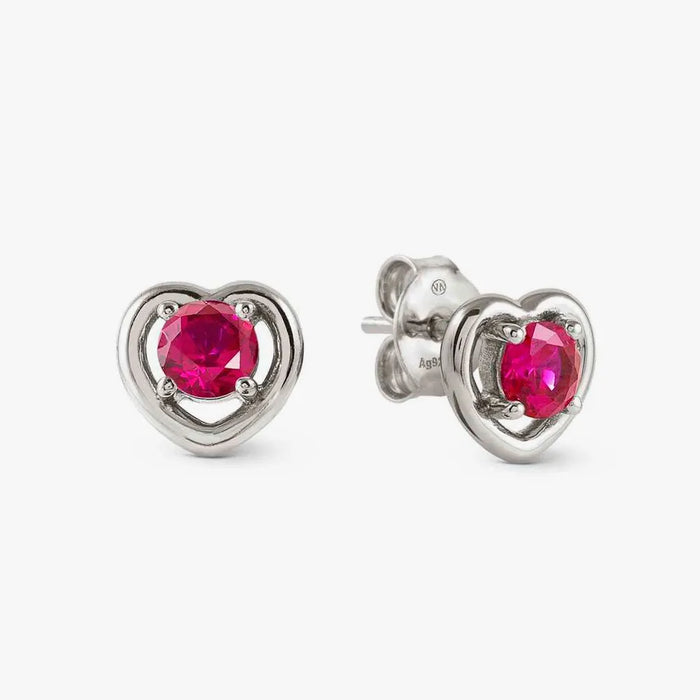 Nomination Cosmic Love Heart With Stone Stud Silver Earrings