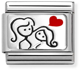 Nomination Classic Silver Oxidised Plates Women With Heart Charm
