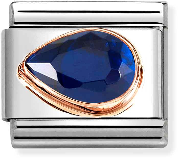 Nomination Classic Rose Gold Dark Blue Cubic Zirconia Left Drop Charm