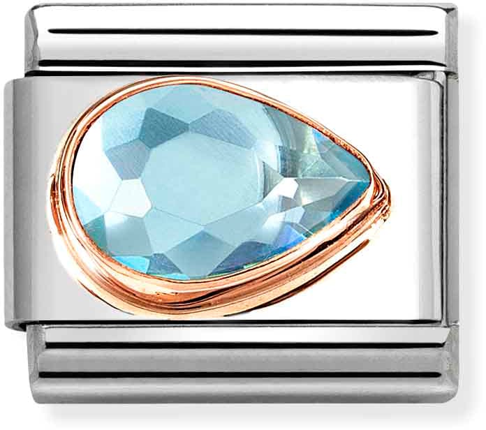 Nomination Classic Rose Gold Light Blue Cubic Zirconia Right Drop Charm