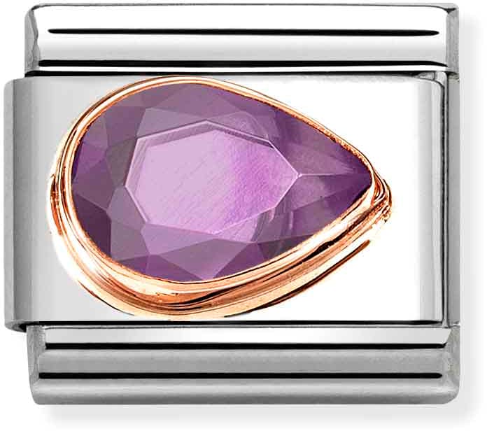 Nomination Classic Rose Gold Violet Cubic Zirconia Right Drop Charm