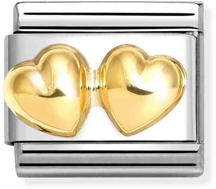Nomination Classic Gold Double Heart Charm