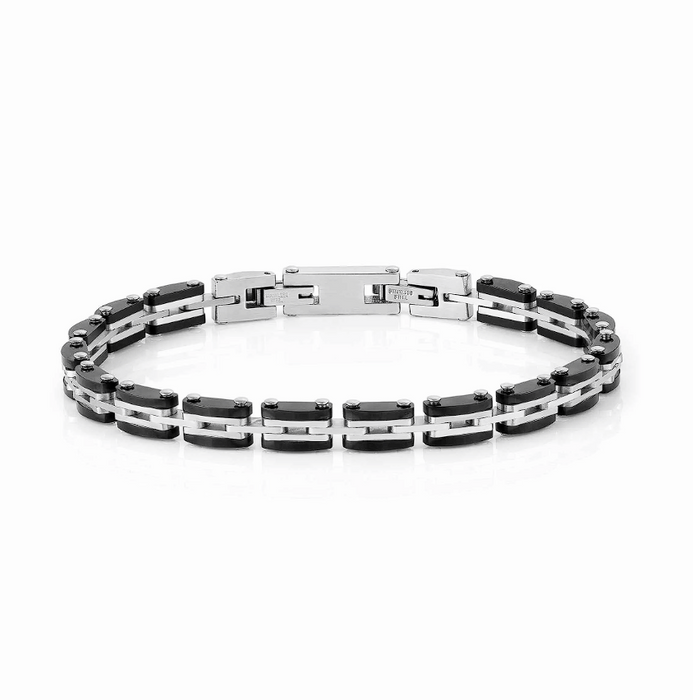 Nomination Men's Strong Steel And Black Bracelet