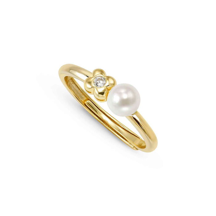 Nomination Pearls Loop Cubic Zirconia Four Leaf Clover Gold Ring