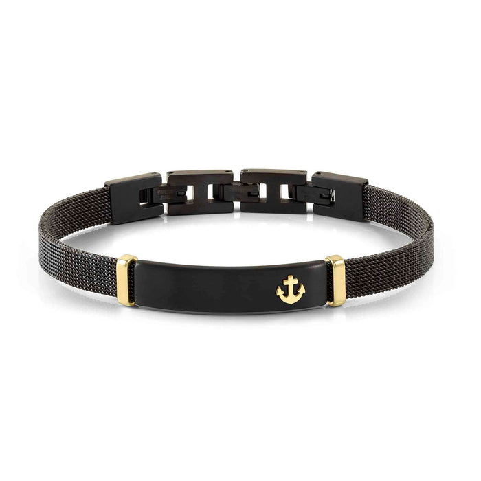 Nomination SeaLover Satin Finish Plate With Anchor Design Black Bracelet