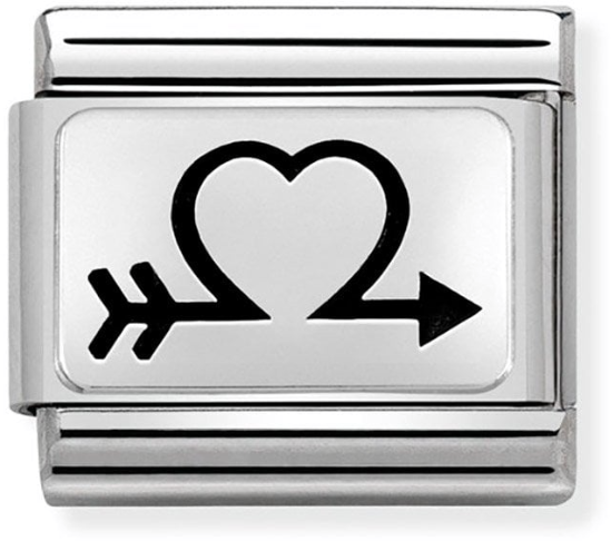 Nomination Classic Silver Oxidised Plates Arrow Heart Charm