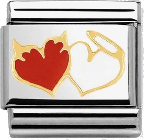 Nomination Classic Gold Symbols Heart Angel And Devil Charm
