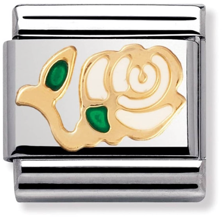 Nomination Classic Gold Symbols White Rose Flower Charm