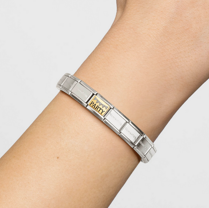 Nomination Classic Gold Plates Glitter Party Bunting Charm