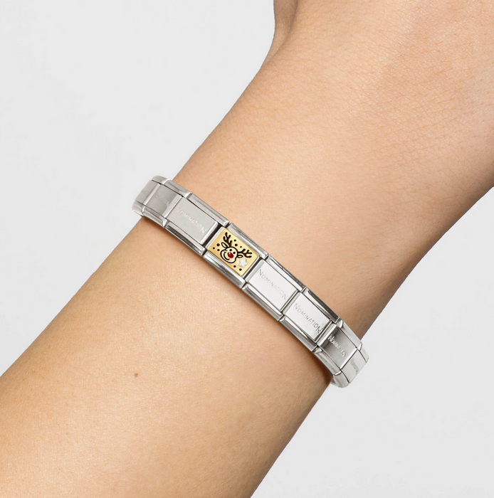 Nomination Classic Gold Plates Rudolph Christmas Charm