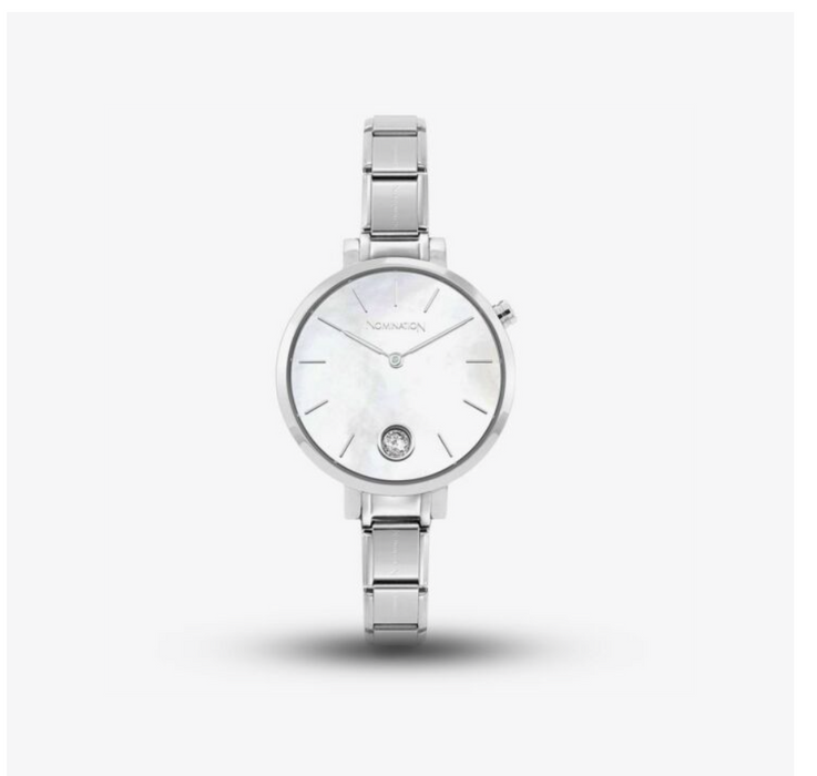 Nomination  Composable Classic Gold With White Stone & Round Dial Paris Watch