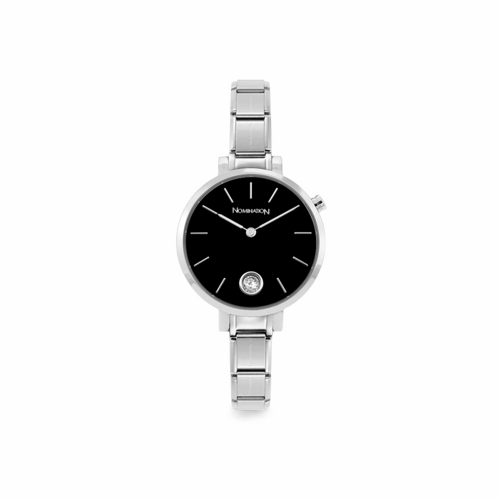 Nomination Composable Classic White Stone & Black Round Dial Paris Watch