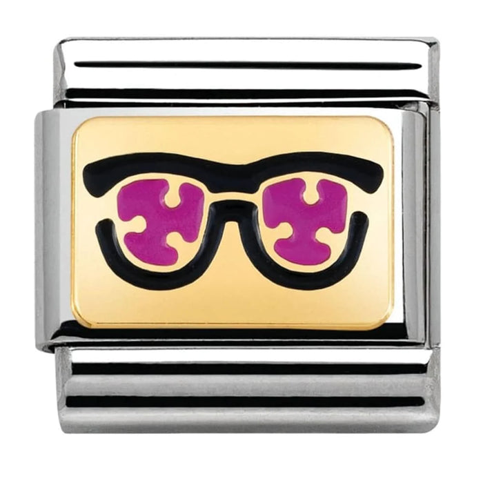 Nomination Classic Gold Plates Sunglasses With Pink Swirls Charm