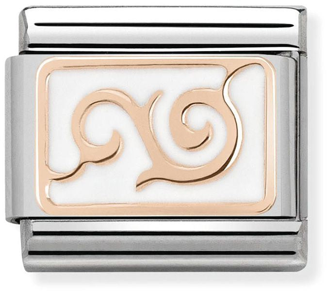 Nomination Classic Rose Gold Plates White Swirl Charm