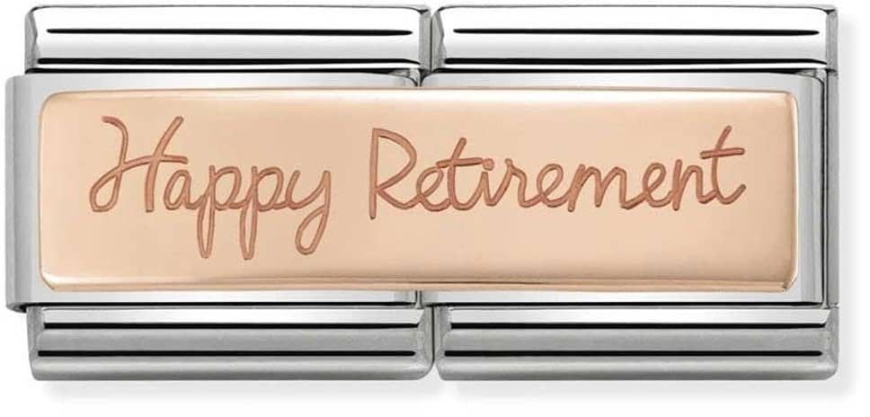 Nomination Classic Rose Gold Double Engraved Happy Retirement Charm