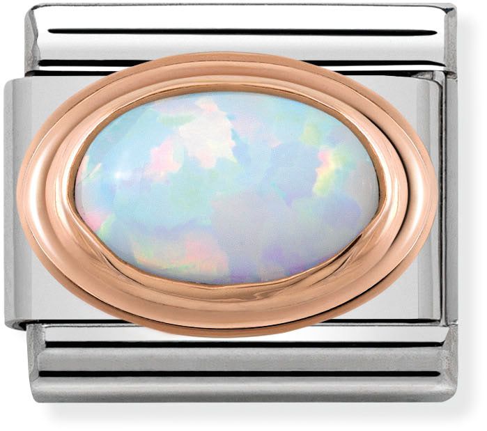 Nomination Classic Rose Gold Oval Stone White Opal Charm