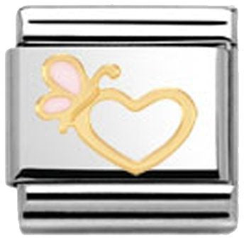 Nomination Classic Gold Love Heart With Butterfly Charm