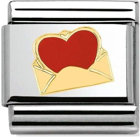 Nomination Classic Gold Love Envelope With Hearts Charm