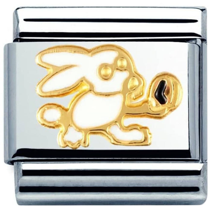 Nomination Classic Gold Symbols White Rabbit Charm