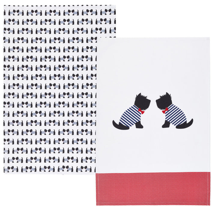 KitchenCraft Westie Tea Towel Set of 2
