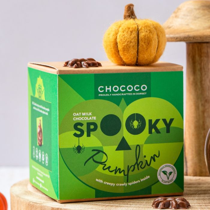 Chococo Oat Chocolate Pumpkin Filled with Mini Spiders