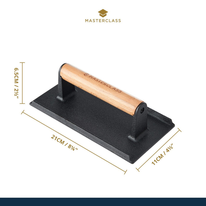 Masterclass Cast Iron Grill Press Wooden Handle