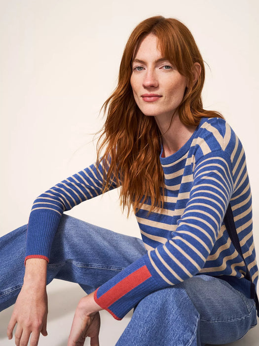 White Stuff Women's Olive Stripe Jumper Blue Multi — Maple Gifts