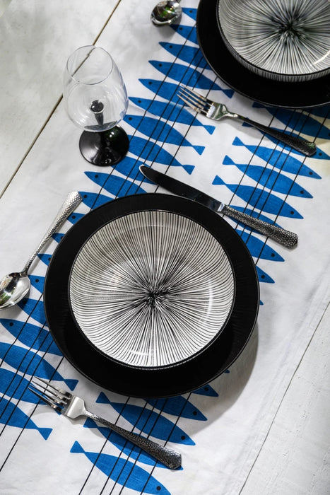 Black Stripe Stoneware Bowl
