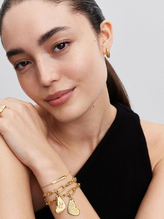 Pandora Engravable Butterfly Wing Tag Pendant 14K Gold Platung