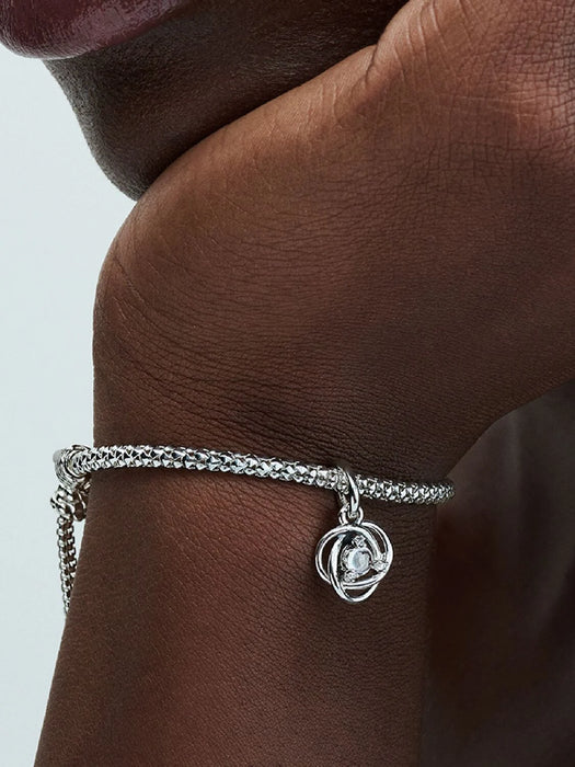 Pandora April Eternity Circle Dangle Charm Sterling Silver