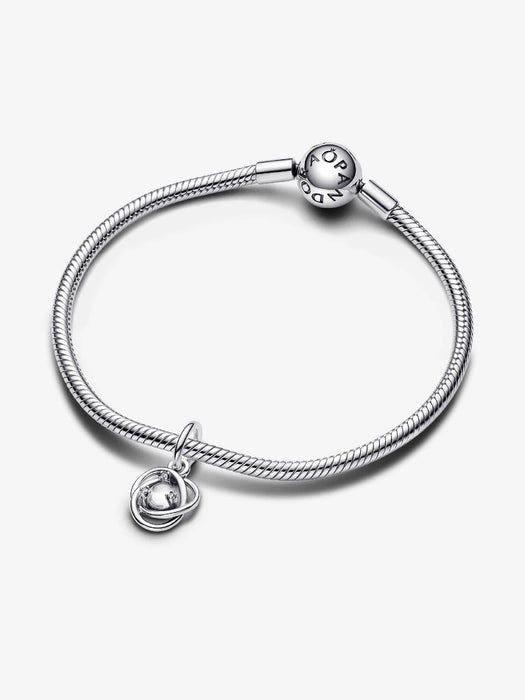 Pandora April Eternity Circle Dangle Charm Sterling Silver