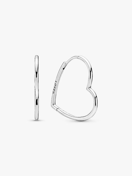 Pandora Asymmetrical Heart Hoop Earrings Sterling Silver