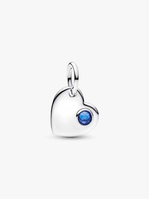 Pandora September Heart Blue Stone Dangle Charm Sterling Silver