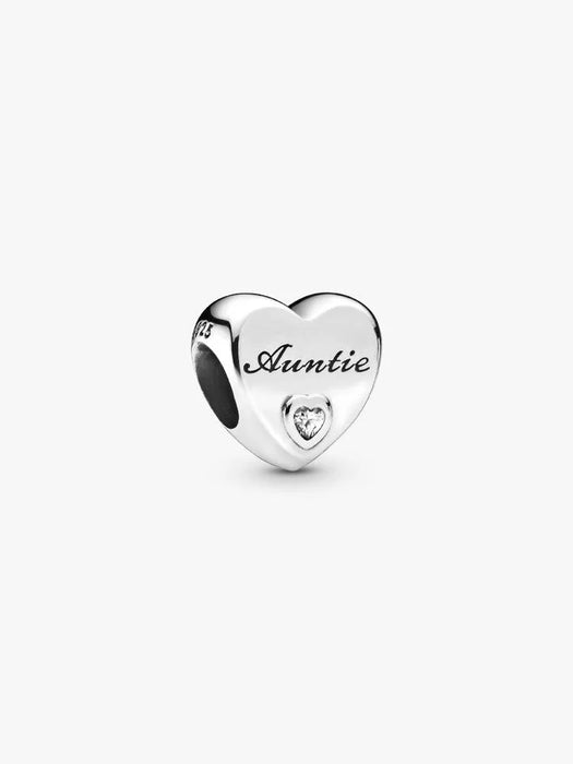Pandora Auntie Love Heart Charm Charm Sterling Silver