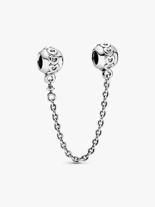 Pandora Band of Hearts Safety Chain Charm Sterling Silver