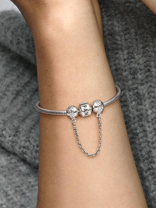 Pandora Band of Hearts Safety Chain Charm Sterling Silver