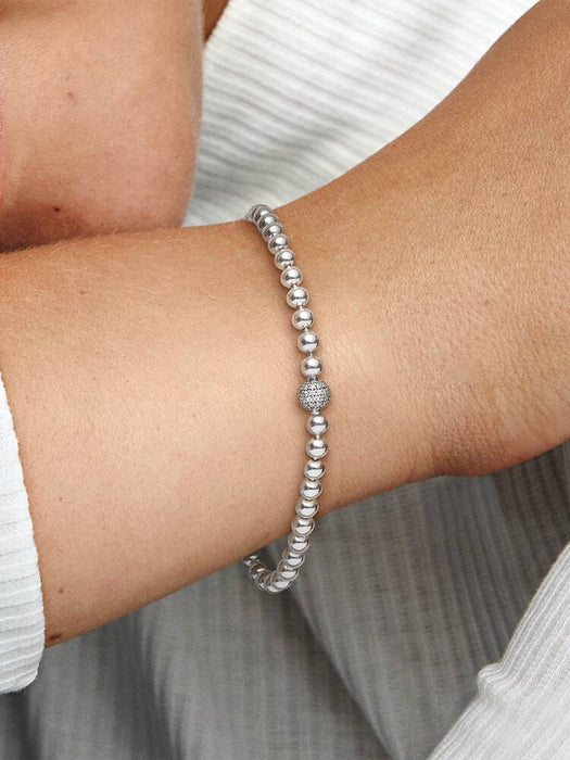 Pandora Beads & Pavé Bracelet Sterling Silver