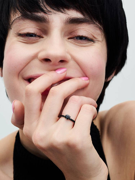 Pandora Black Chakra Heart Ring Sterling Silver