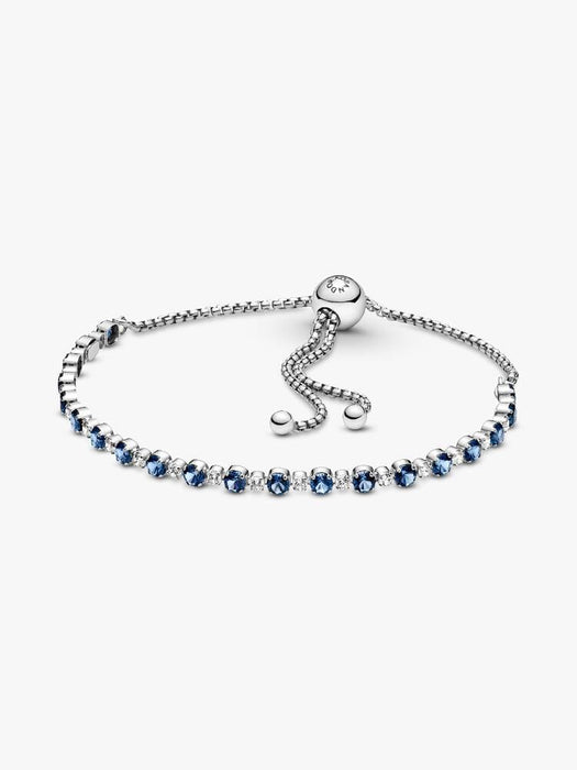 Pandora Blue And Clear Sparkle Slider Bracelet Sterling Silver